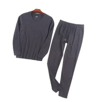 Men's Thermal V-Neck Underwear Set with Fleece Lining