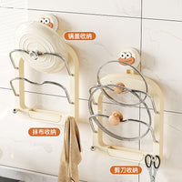 Suction Cup Pot Lid Holder Wall Mounted Kitchen Storage Rack with Drip Tray for Cutting Boards