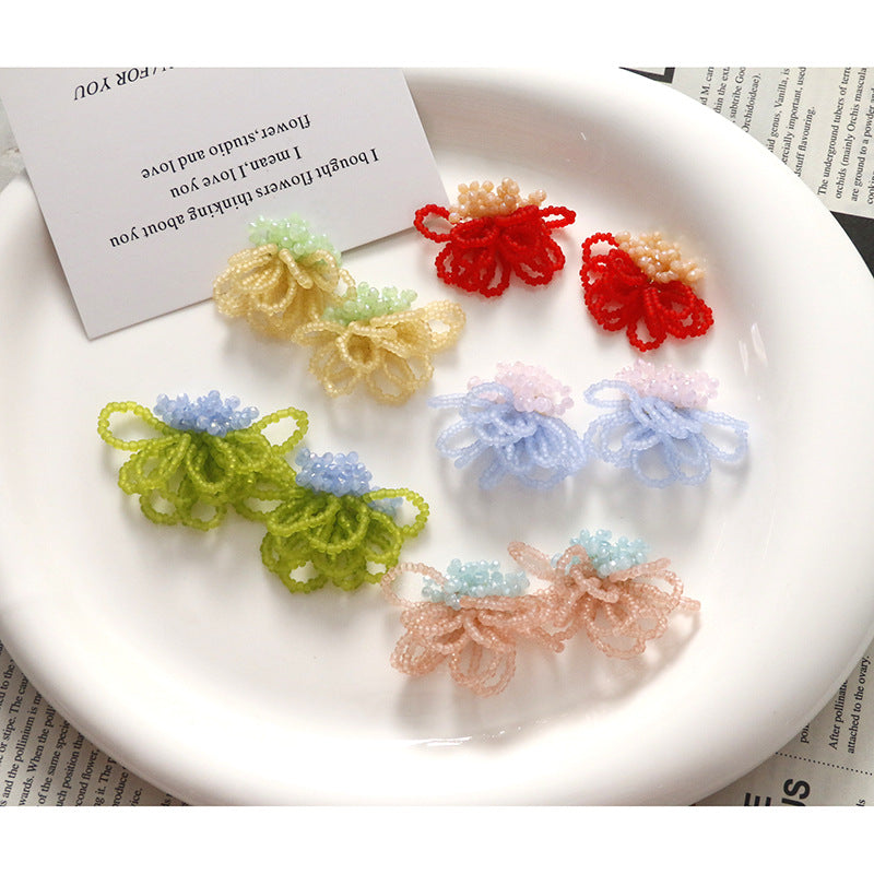 Hand-Woven Beaded Flower Tassel DIY Glass Bead Earrings Hair Clip Shoe Accessories