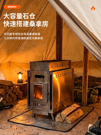 Metal Outdoor Sauna Heater, Wood Combustion versatile-Combustible Camping heater for Hot Tent Heating