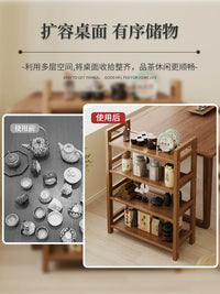 Bamboo Multi-tier Storage Shelf New Chinese Style Floor-standing Tea Display Rack Small Tea Cabinet