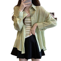 Women's Lightweight Sun Protection Shirt, Loose Fit Chiffon Cover-Up Jacket