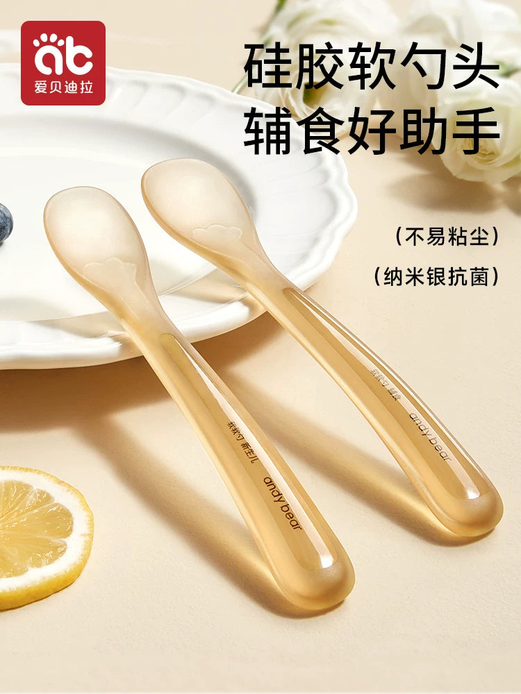 Silicone Baby Feeding Spoon Set for Infants and Toddlers, Soft-Tip Weaning Spoons with Dustproof Storage Case