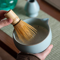 Ru Kiln Crackle Glaze Matcha Bowl Set with Spout and Whisk