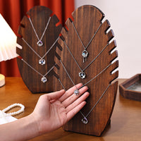 Walnut/Wood Flame-Shaped Necklace & Pendant Display Stand Jewelry Organizer