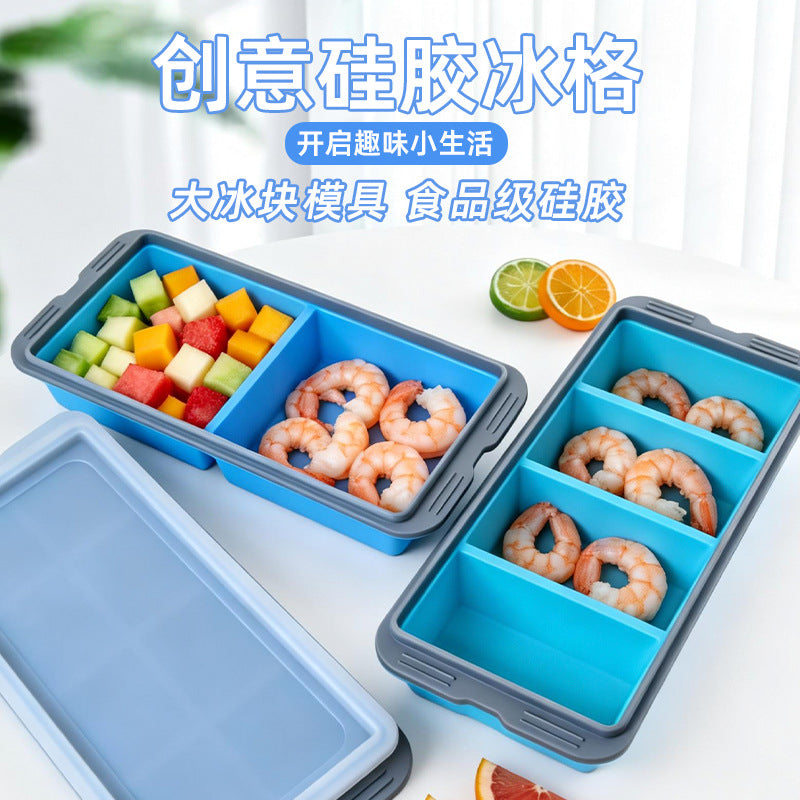 Silicone Ice Cube Tray with Lid and Storage Box, Food-Grade Multi-Grid Ice Mold for Home Use and Baby Food Storage