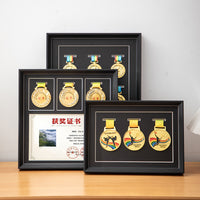 Wooden Medal Display Frame for Marathon Awards & Badges - Tabletop or Wall Mount