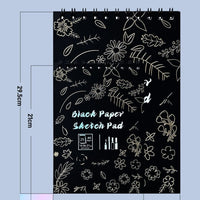 A4/A5 Black Card Sketchbook for Art Students, 150g Black Paper for Colored Pencils and Sketching
