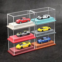 1/64 Diecast Car Model Display Case with Suede Leather Base and Acrylic Dust Cover