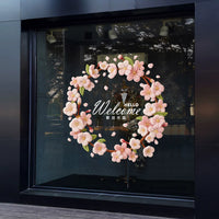 Cherry Blossom Wreath Window Clings for Spring Decor