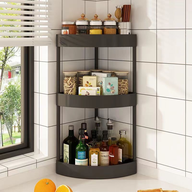 Multi-layer Corner Storage Shelf for Bathroom & Kitchen, Freestanding Triangle Organizer