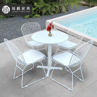 Outdoor Bistro Set with Round Table and Two Chairs, Weather-Resistant Galvanized Steel Patio Furniture