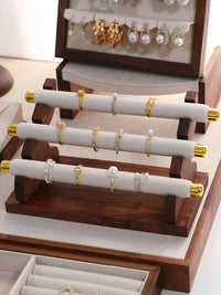 Walnut Wood Jewelry Display Stand Set for Necklaces, Earrings, Bracelets, and Rings