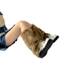 Y2K Faux Fur Leg Warmers Fluffy Boot Cuffs for Women