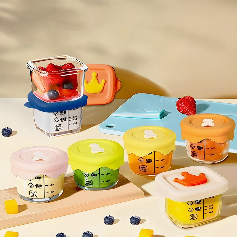 Food Grade Glass Baby Food Storage Container, High Temperature Resistant, Steamable, Freezable, Fresh-keeping Bowl for Infants