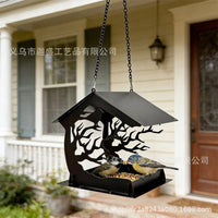Metal Bird Feeder House Hanging Outdoor Garden Decor