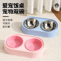 Elevated Stainless Steel Double Pet Bowl for Food and Water, Anti-Tip Design, Neck Protection for Cats and Dogs