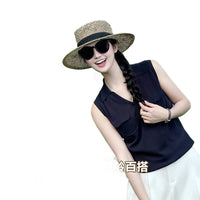 Women's Wide Brim Straw Sun Hat for Summer Outdoor UV Protection