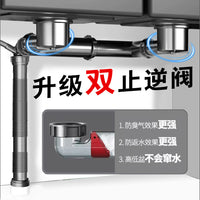 Kitchen Sink Drain Pipe Kit with Anti-Odor Valve for Single/Double Basins
