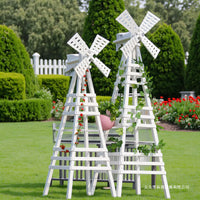 Outdoor Garden Wooden Trellis for Climbing Plants - Windmill Design Arbor for Roses and Vines