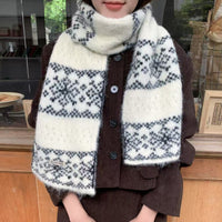 Alpaca Wool Blend Snowflake Knit Scarf for Men and Women, Warm Winter Accessory