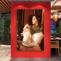 Vintage Shanghai Cheongsam Lady Wall Art for Teahouse Restaurant Decor