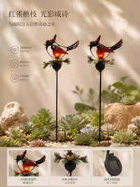 Solar Powered Red Bird Garden Stake Lights for Outdoor Lawn & Patio Decor