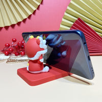 Lucky Cat Lion Dance Phone Stand Desktop Ornament Chinese New Year Gift