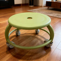 Kids' Rolling Stool with Silent Wheels, Low Height Plastic Round Stool for Home, Learning, and Grouting