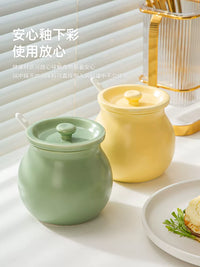 Ceramic Lard Container with Lid, High-Temperature Resistant Seasoning Jar for Chili Oil, Salt, and Spices