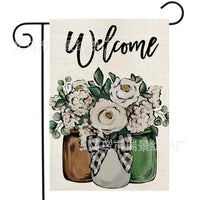 Seasonal Floral Garden Flag Double-Sided Linen Outdoor Yard Decoration for Spring Summer