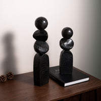 Wabi-Sabi Style Black Abstract Geometric Sculpture for Home Decor
