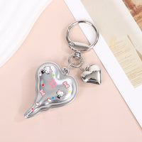 Frosted Acrylic Heart Keychain for Bags and Car Keys, Fashionable Korean-Japanese Style
