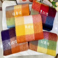 AC Warm Rainbow Plaid Mohair Scarf for Autumn/Winter