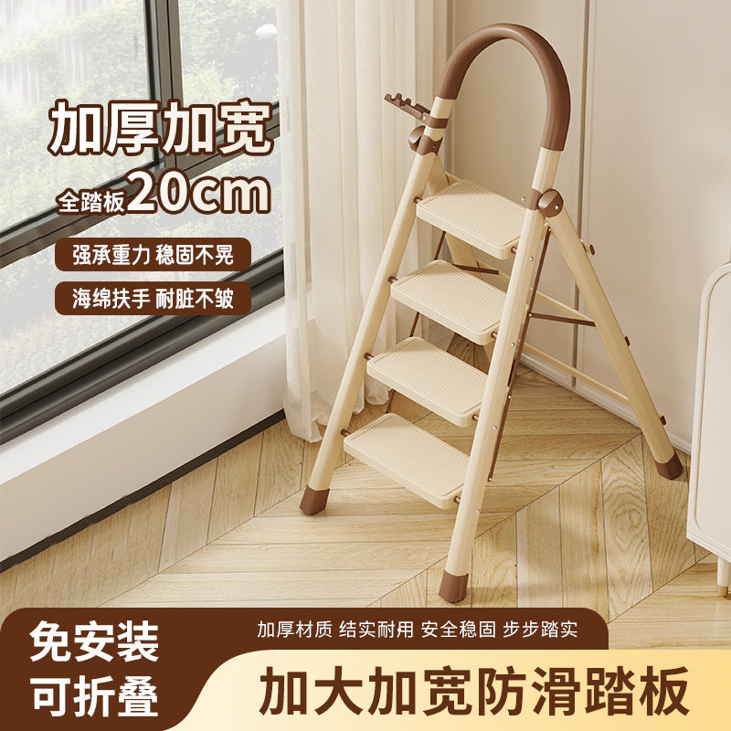 Foldable Aluminum Alloy A-Frame Ladder with Anti-Slip Steps for Home and Office