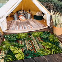 Vintage Southeast Asian Tropical Plant & Animal Outdoor Camping Picnic Rug