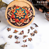 Mandala Irregular Wooden Jigsaw Puzzle for Adults, High Difficulty Brain Teaser