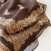 90cm Large Paisley Jacquard Silk Scarf for Women, Vintage Style Shawl, Summer Sun Protection Scarf