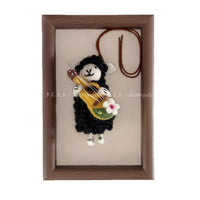 Handmade Nepal Wool Felt Rock Guitar Black Sheep Keychain Bag Car Charm Gift