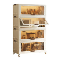 Foldable Storage Cabinet with Wheels, Multi-layer Organizer for Toys, Clothes, Snacks, No Assembly Required
