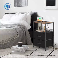 Nightstand with Charging Station and Storage Drawers, Side Table with USB Ports and Outlets