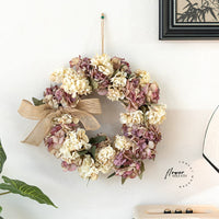 Natural Rattan Woven Floral Wreath Wall Decor Artificial Flower Hanging for Home Window Display