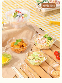 Disposable Crystal Dinnerware Set for Outdoor Camping and Home Use - Bowls, Plates, Spoons, Forks