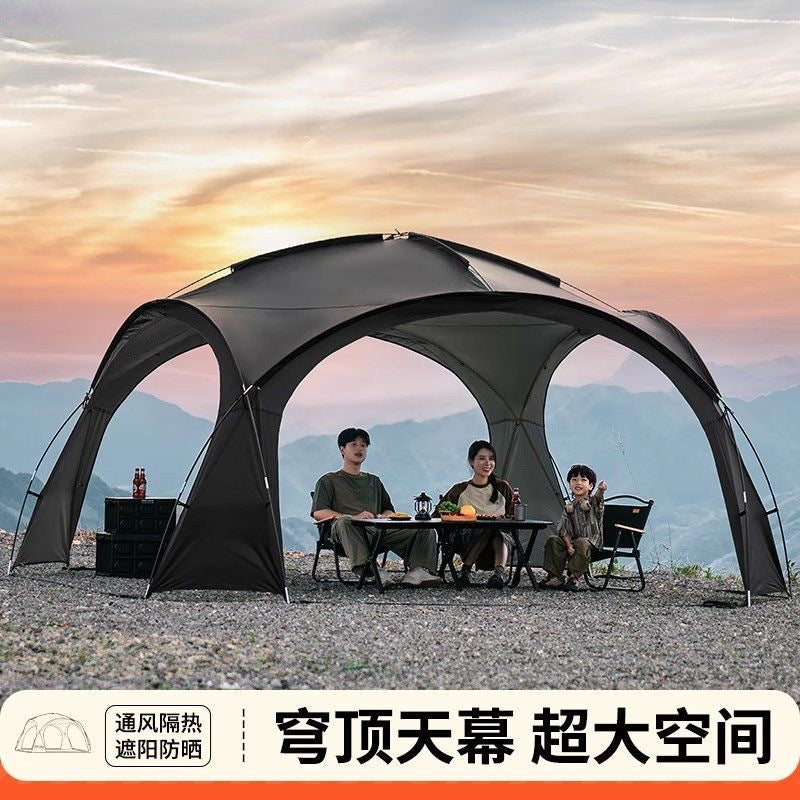 Black Dome Canopy Tent Large Sunshade Outdoor Camping Rainproof Foldable Shelter