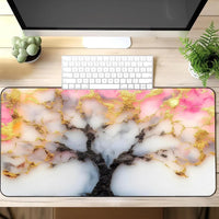 Nordic Floral Keyboard and Mouse Pad, Noise-Reducing Rubber Desk Mat for Laptops