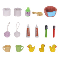 Miniature Dollhouse Bathroom Accessories Set - Toothbrush, Toothpaste, Bath Ball & Toiletries