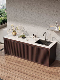 Outdoor Patio Rock Slab Aluminum Alloy Cabinet Sink with Integrated Vegetable Washing Basin