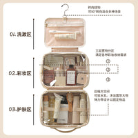 Anqin Multi-layer Travel Toiletry Bag with Hook, Wet/Dry Separation, PU Waterproof, Large Capacity Cosmetic Organizer