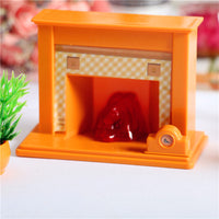 Dollhouse Miniature Fireplace Set with Clock and Potted Plant for OB11 Dolls