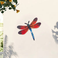 Outdoor Garden Simulation Dragonfly Wall Decor Metal Insect Ornament for Yard Lawn Water Feature